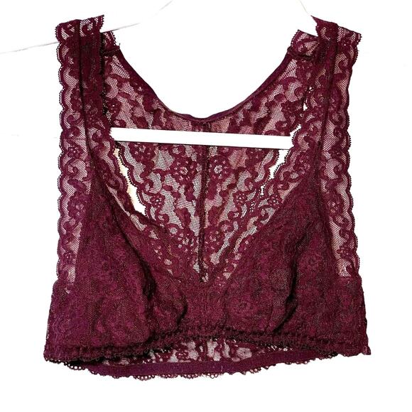 VS Lace Bralette X Smaill Pullover Racer Back Burgundy Lined Cup - Picture 1 of 10